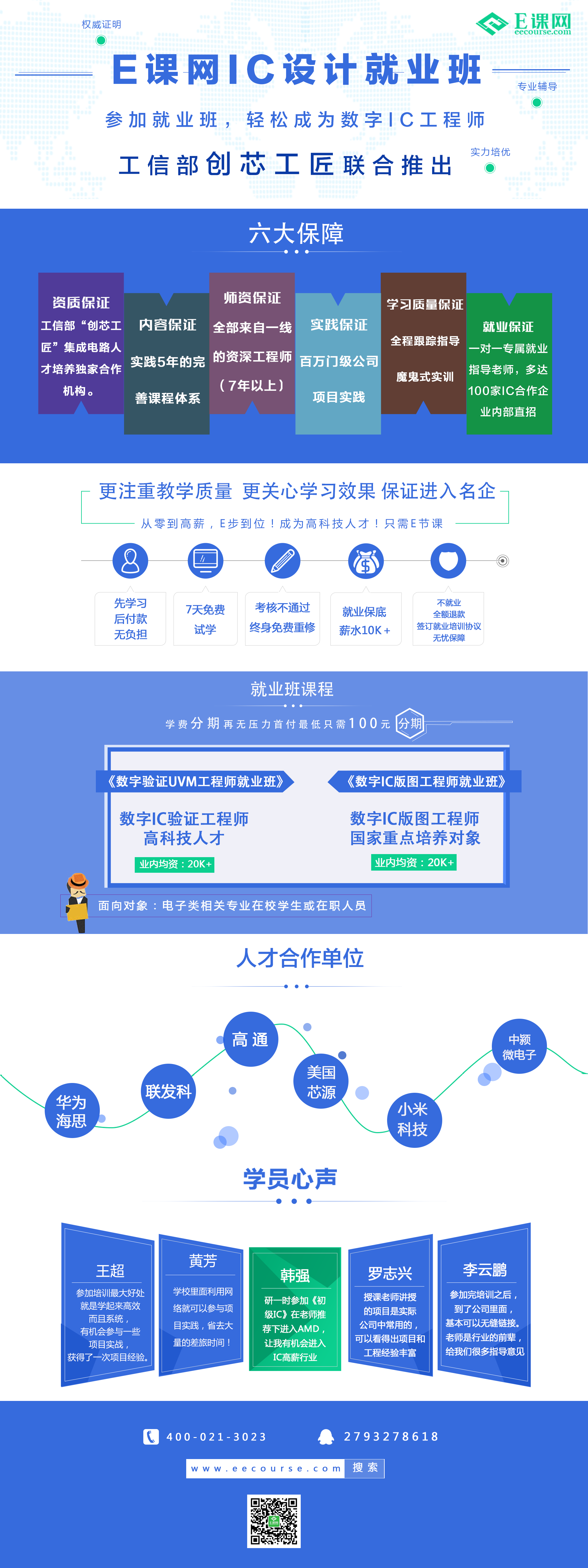 E课网IC设计就业班，100家IC合作企业内部直招，数字验证UVM工程师就业班，数字IC版图工程师就业班，数字IC验证工程师，数字IC版图工程师，华为海思、联发科、高通、美国芯源、小米科技、晶晨半导体、瑞芯微、中兴微电子、华虹集成、中颖微电子、东软载波、华东计算研究所、中航工业无线电所、AMD、ATMEL、Nvidia、PixelWorks、NXP、IDT、AMLogic包就业